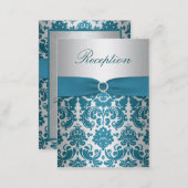 Silver and Teal Damask Enclosure Card (Front/Back)