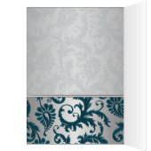 Silver and Teal Damask II Table Number Card 2 (Inside (Left))