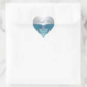 Silver and Teal Damask Thank You Sticker (Bag)