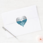 Silver and Teal Damask Thank You Sticker (Envelope)