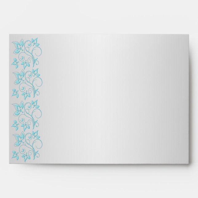 Silver and Turquoise Floral Envelope for 5"x7" (Front)