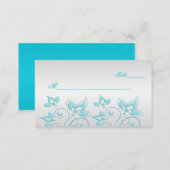 Silver and Turquoise Floral Placecards (Front/Back)