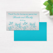Silver and Turquoise Floral Wedding Favor Tag (Desk)