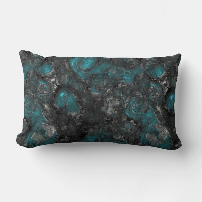 Silver and Turquoise Lumbar Pillow (Front)