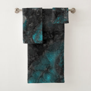 Silver and Turquoise Stone Abstract Bath Towel Set