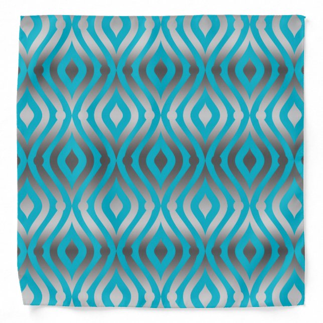 Silver And Turquoise Teardrop Geometric Pattern Bandana (Front)