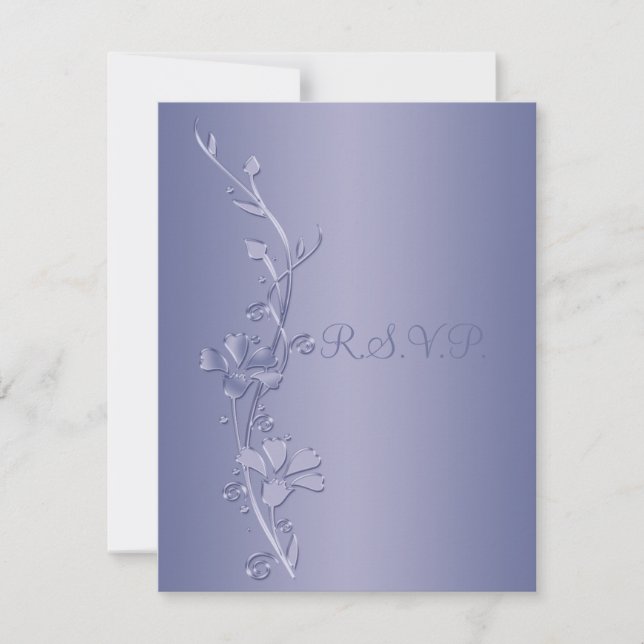 Silver and Violet Floral Reply Card (Front)