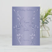 Silver and Violet Floral Wedding Invitation (Standing Front)