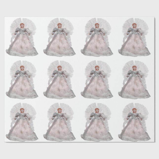 Silver And White Angel Wrapping Paper (Flat)
