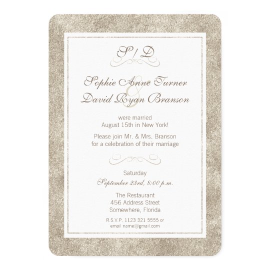 Silver And White Border Wedding Evening Reception Invitation