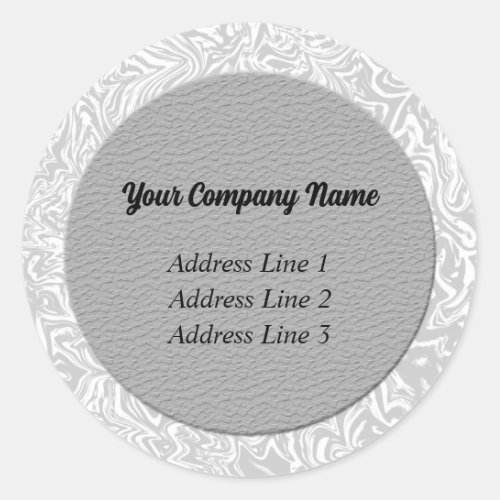 Silver  and White Business Address Lables Classic Round Sticker