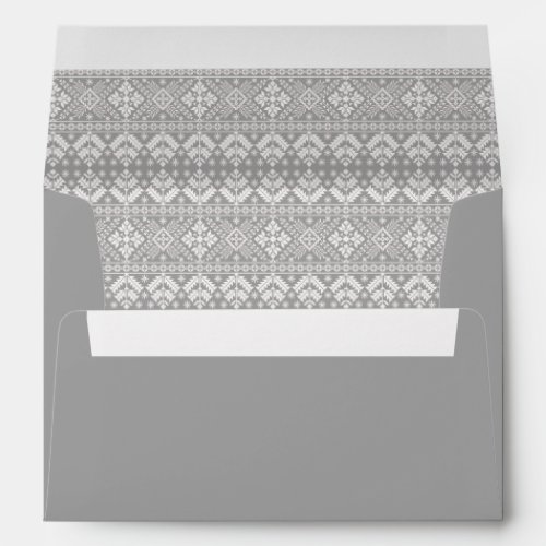 Silver and White Christmas Fair Isle Pattern Envelope