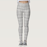 Nordic Winter Snowflake Knit Pattern Blue White Leggings