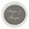 Silver and white damask wedding stickers