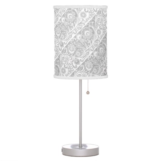 Silver and White Floral Design Lamp Shade (Left)