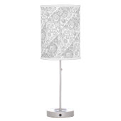 Silver and White Floral Design Lamp Shade (Back)