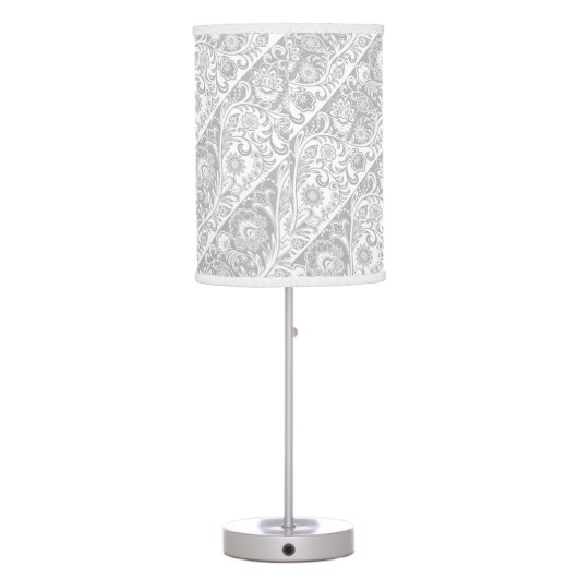 Silver and White Floral Design Lamp Shade (Back)