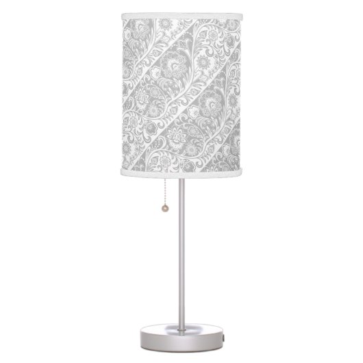 Silver and White Floral Design Lamp Shade (Right)