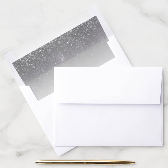 Silver and White Glitter Stars Envelope Liner (Desk)