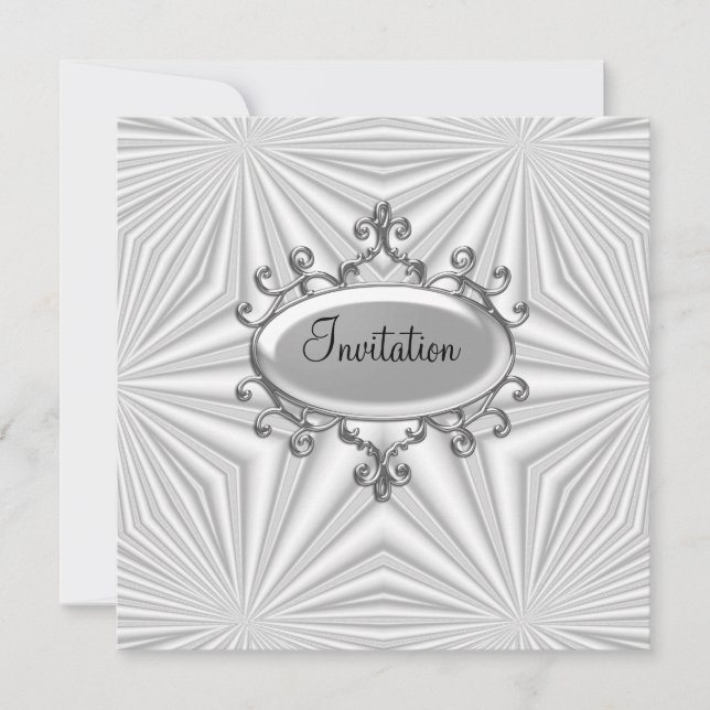 Silver and White Invitation any Occasion (Front)