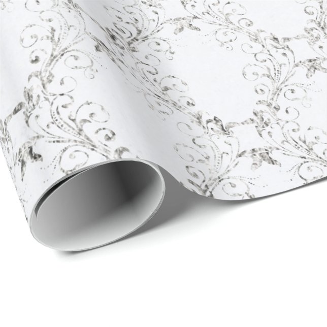 Silver And White Lattice Wrapping Paper (Roll Corner)