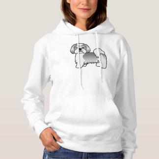 Silver And White Lhasa Apso Cute Cartoon Dog Hoodie