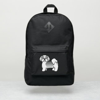 Silver And White Lhasa Apso Cute Cartoon Dog Port Authority® Backpack