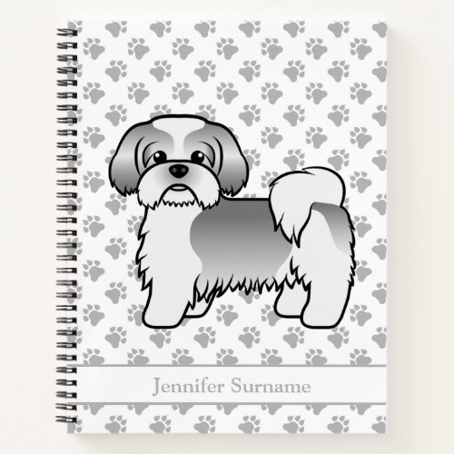 Silver And White Shih Tzu Cartoon Dog  Name Notebook