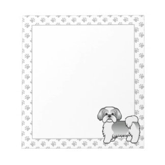 Silver And White Shih Tzu Cute Cartoon Dog Notepad