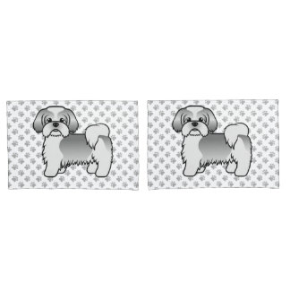 Silver And White Shih Tzu Cute Cartoon Dog Pillow Case