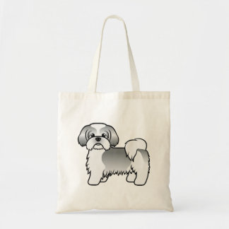 Silver And White Shih Tzu Cute Cartoon Dog Tote Bag