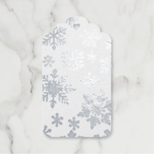 Silver and White Snowflake Real Foil Gift Tag