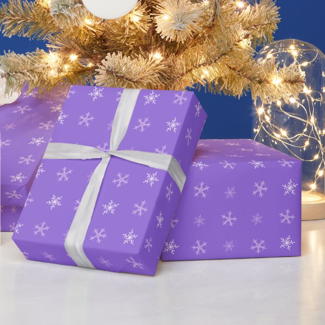 Silver and White Snowflakes Blue Christmas Wrapping Paper (Holidays)
