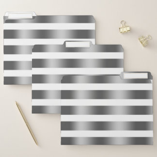 Silver and white stripes pattern file folder