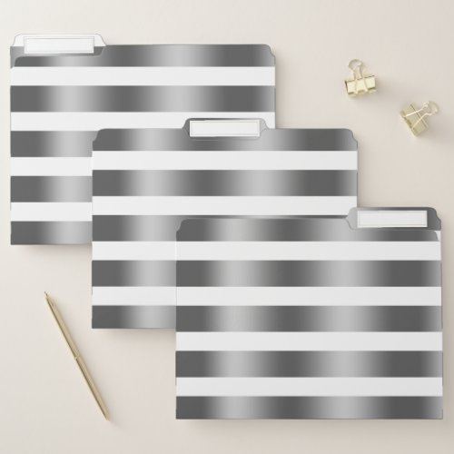 Silver and white stripes pattern file folder