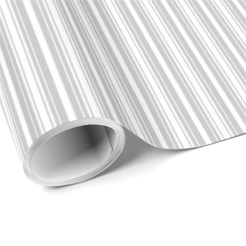 Silver and White Stripes Wrapping Paper