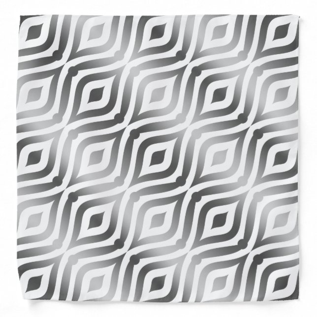 Silver And White Teardrop Geometric Pattern 2 Bandana (Front)