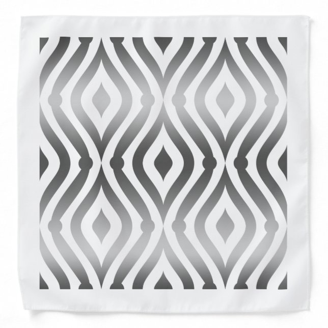 Silver And White Teardrop Geometric Pattern Bandana (Front)