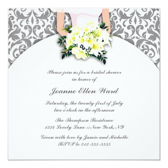 Silver and Yellow Bridal Shower Invitation