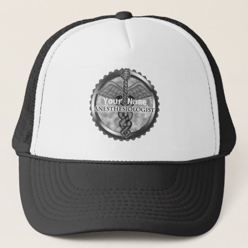 Silver Anesthesiologist custom name hat