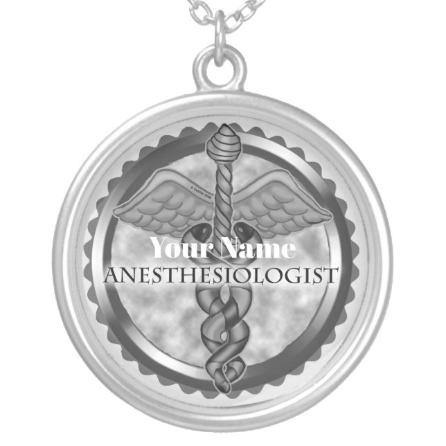 Silver Anesthesiologist Silver Plated Necklace (Front)