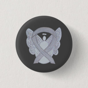 Silver Angel Awareness Ribbon Custom Art Pins