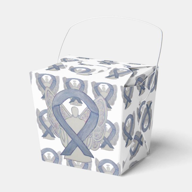 Silver Angel Awareness Ribbon Take Out Favor Boxes (Front Side)