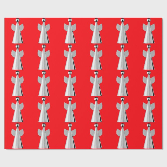 Silver Angel Red Wrapping Paper (Flat)