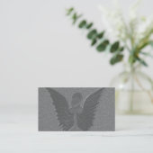 Silver Angel Wings and Angel Business Card (Standing Front)