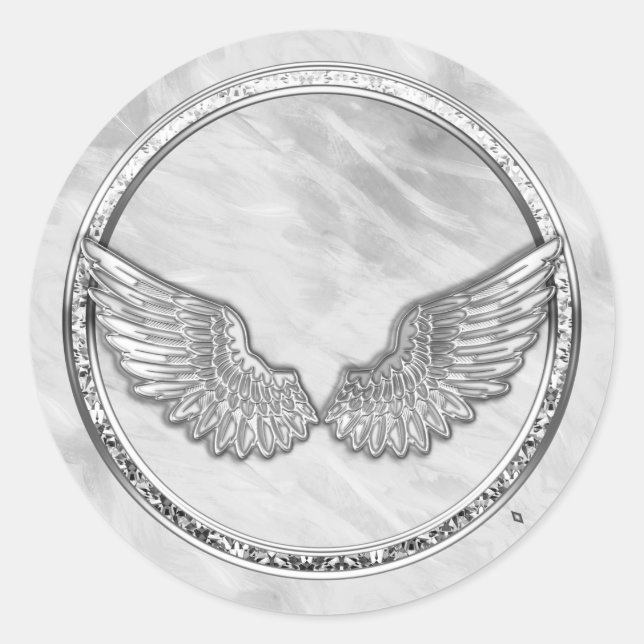 Silver Angel Wings Classic Round  Classic Round Sticker (Front)