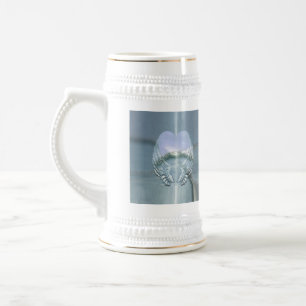 Silver Angel Wings Wrapped Around a Heart Beer Stein