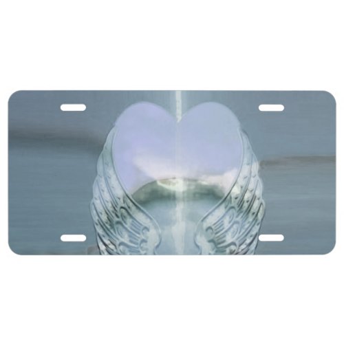 Silver Angel Wings Wrapped Around a Heart License Plate