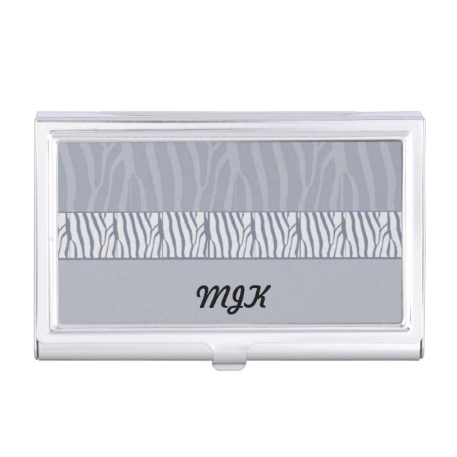 Silver Animal Fur Pattern Business Card Case (Front)