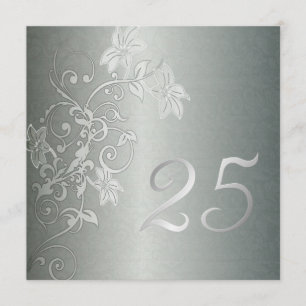 Silver Anniversary 25 Years Damask Flair Invitation